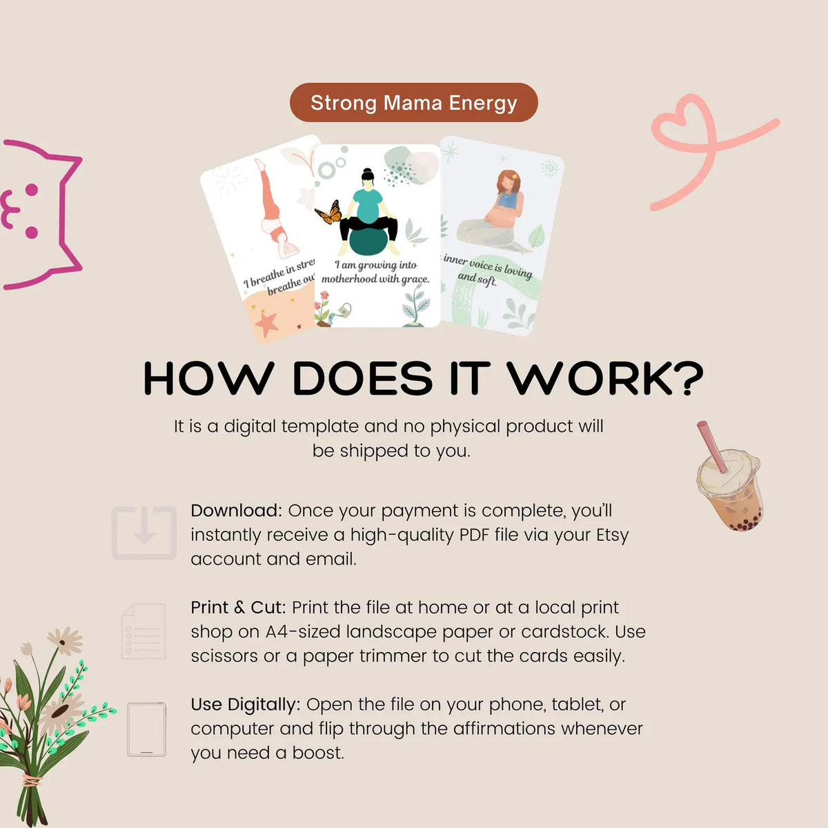 Pregnancy healthy baby Affirmation Digital